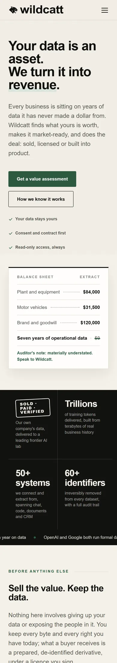 Wildcatt website on mobile